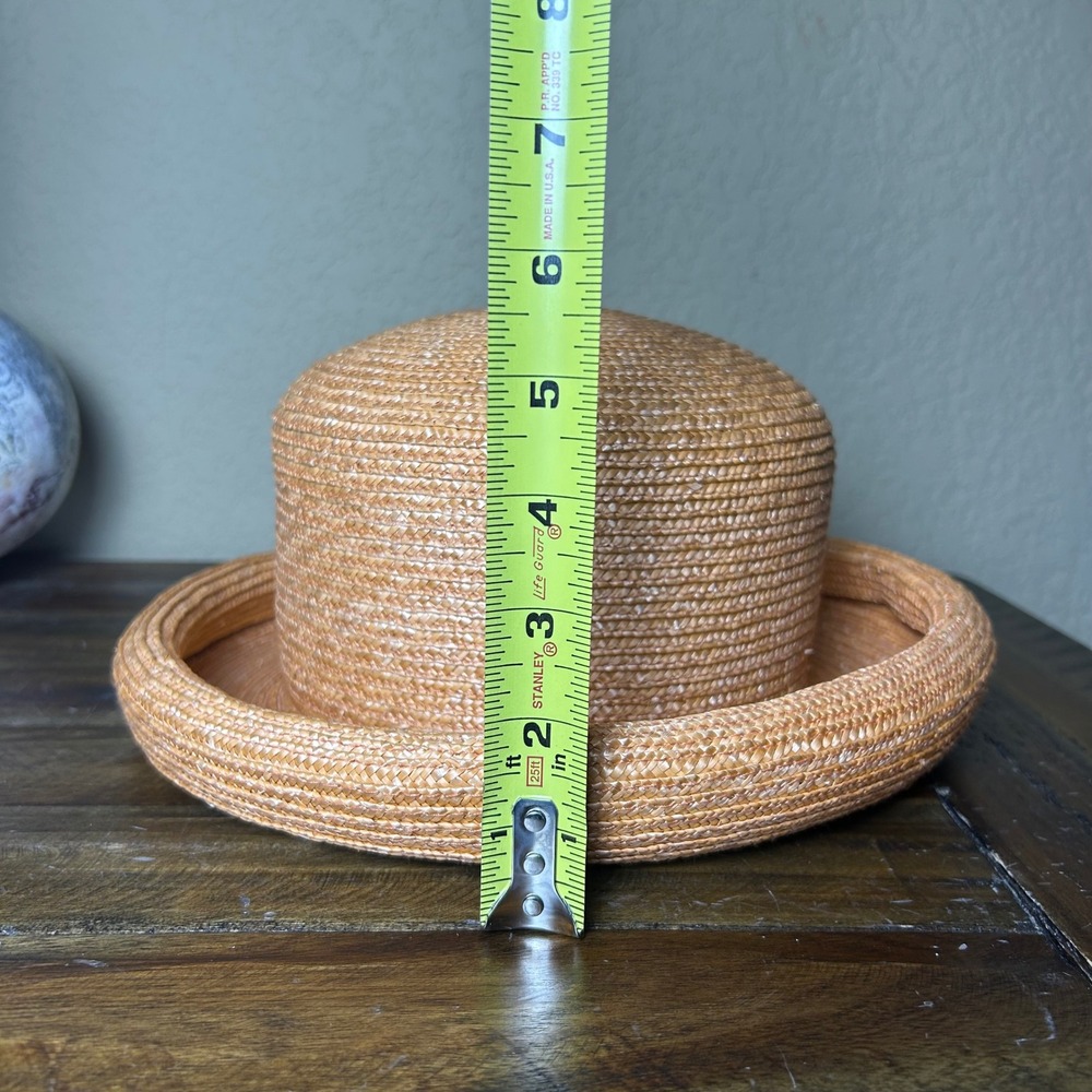 Betmar Orange 100% Straw Cloche Hat Rolled Brim All Around RN 29219 - Picture 7 of 7